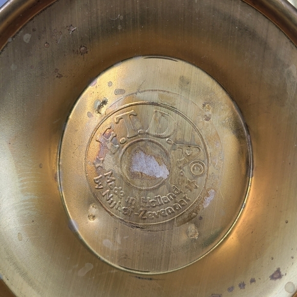 F.T.D.A. European Vintage Mini Hammered Gold Brass Decor Handle Basket Rustic - Picture 5 of 16